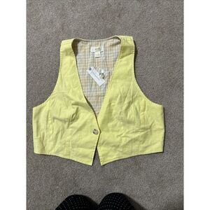 Maeve By Anthropologie Button Front Vest Tank Corset Style Linen XL‎ / 14 NWT